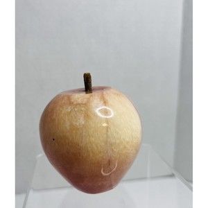 Italian Marble Alabaster Stone Fruit Apple Wood Stem Peach Pink Antique 2.5”